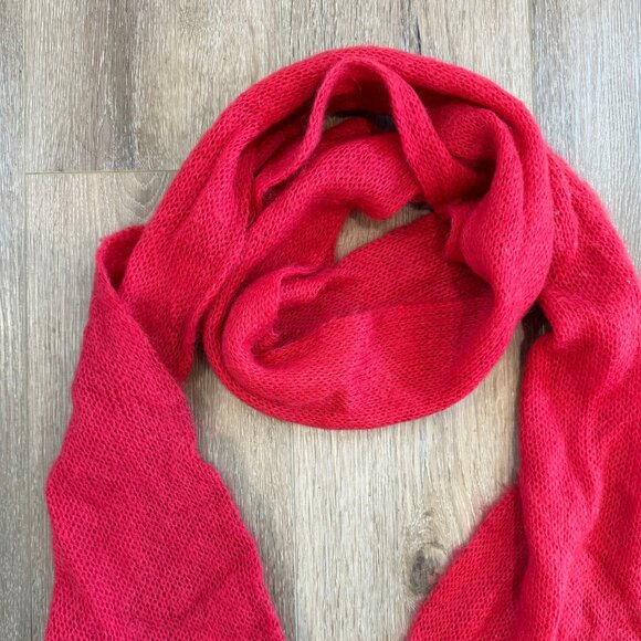 GAP Cherry Bright Red Mohair Scarf - Picture 2 of 3